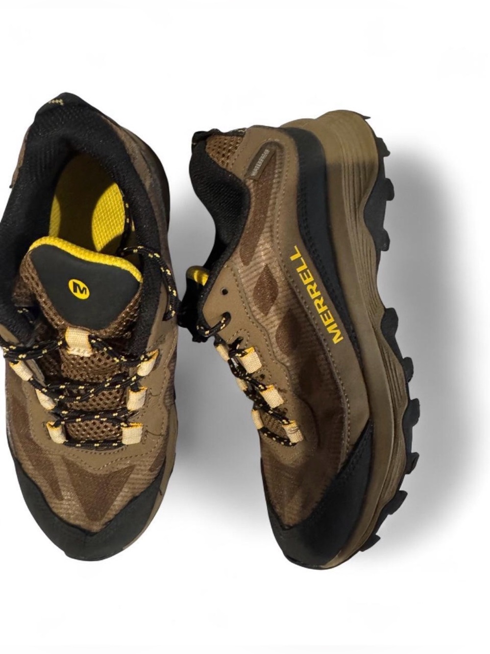 Merrell Brown and Yellow Men's Trail Athletic Shoes